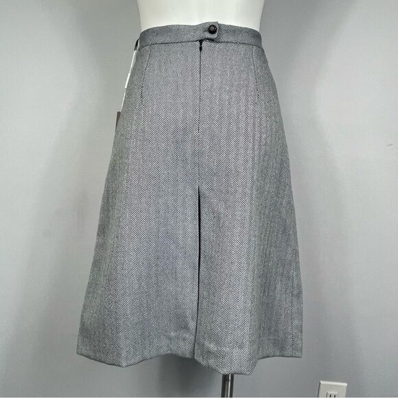 Barney’s New York NWT Gray Herringbone Wool Angora A-Line Pleated Skirt Italy 8 - Picture 6 of 15